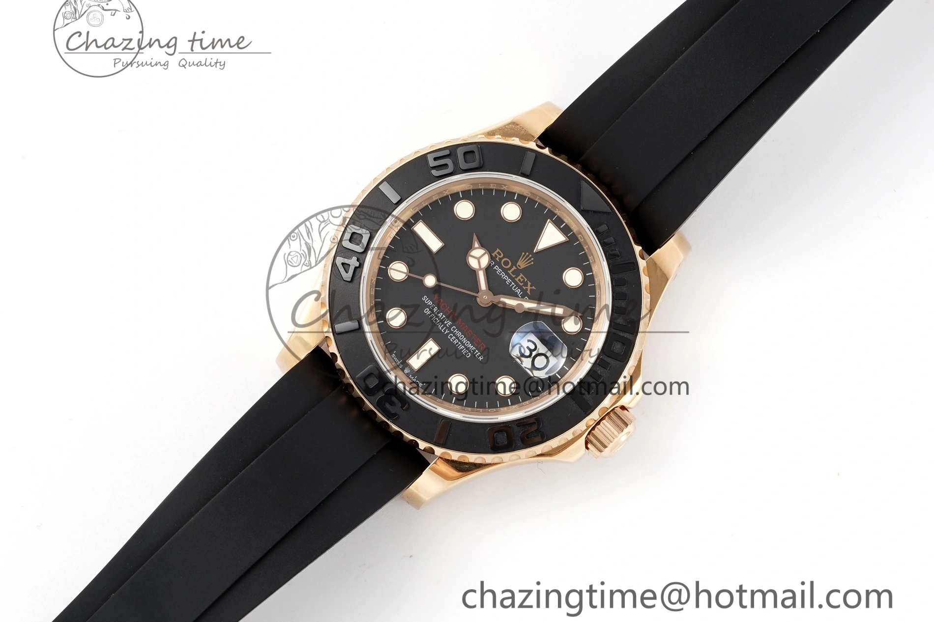 MiroTime 0213 RelaxedFit Yacht-Master 126655 RG APSF Best Edition Black Dial on Black Rubber Strap A 1949